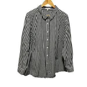 Woman Within Women Tunic Top 26/28 Black Gingham Preppy Coastal‎ Office Travel